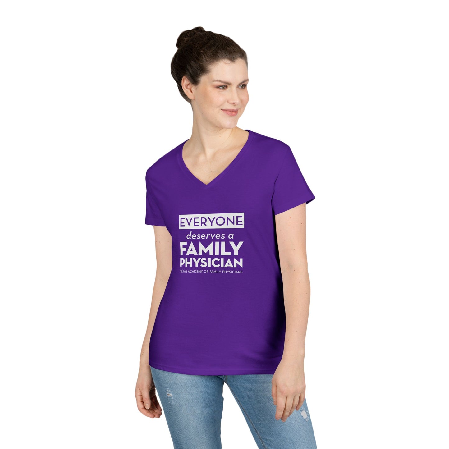Ladies' V-Neck T-Shirt, Everyone Deserves a Family Physician