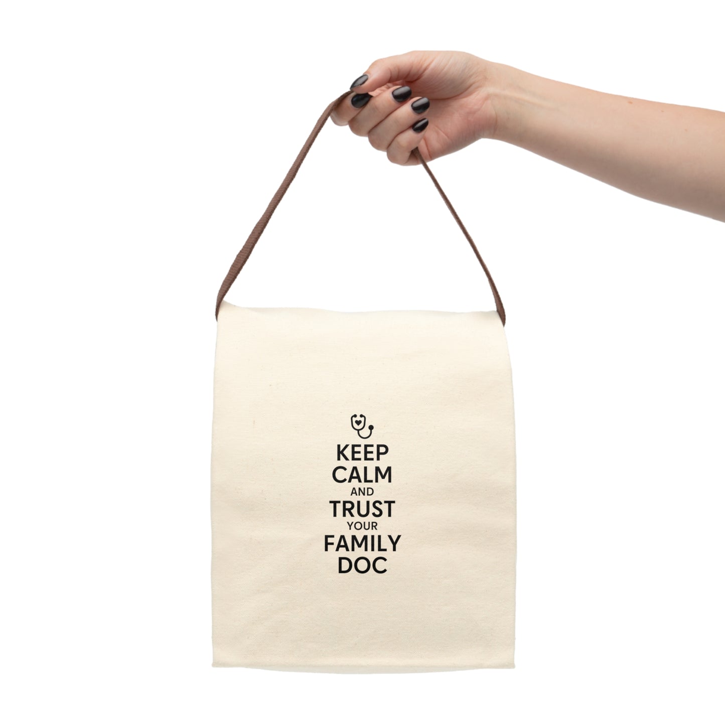 Eco-Friendly Canvas Lunch Bag, Keep Calm and Trust Your Family Doc