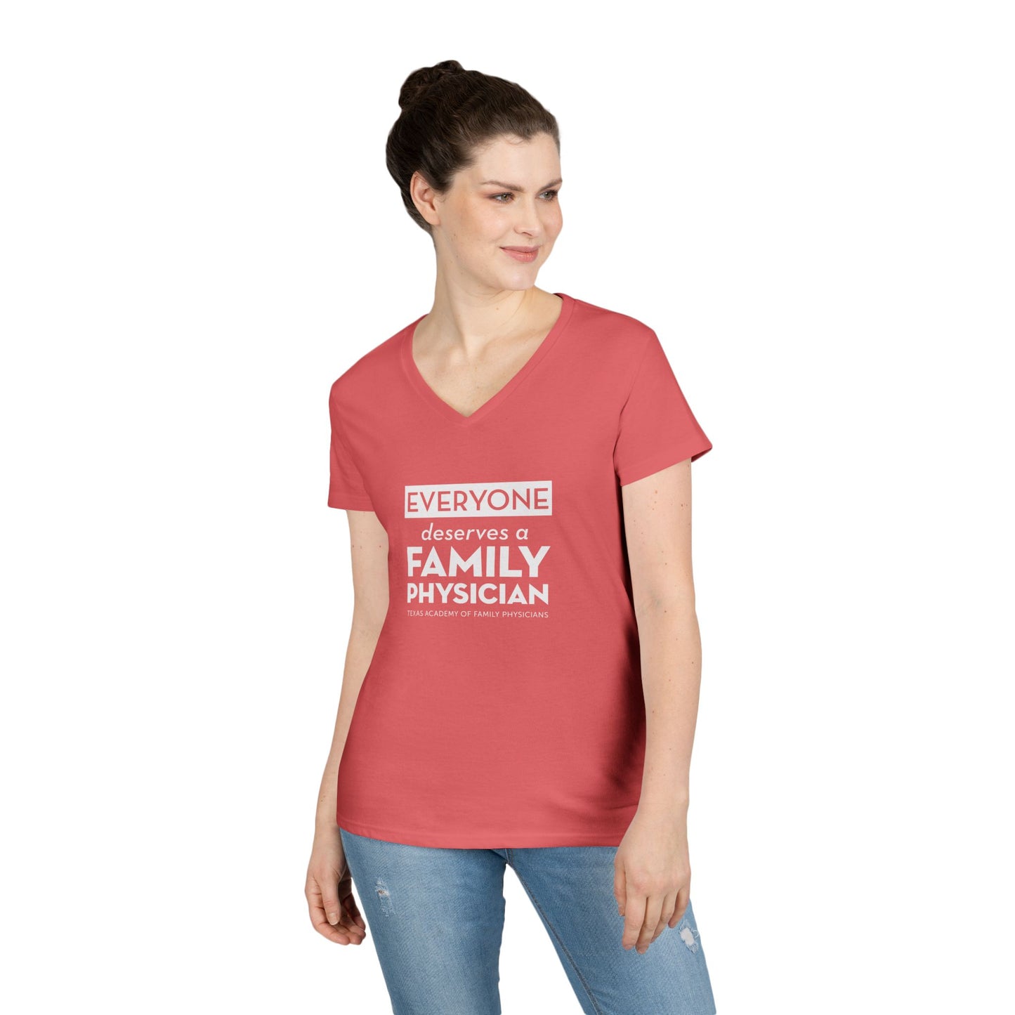 Ladies' V-Neck T-Shirt, Everyone Deserves a Family Physician