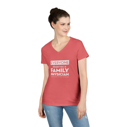 Ladies' V-Neck T-Shirt, Everyone Deserves a Family Physician