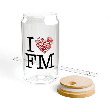 16 oz Sipper Glass, I Heart FM
