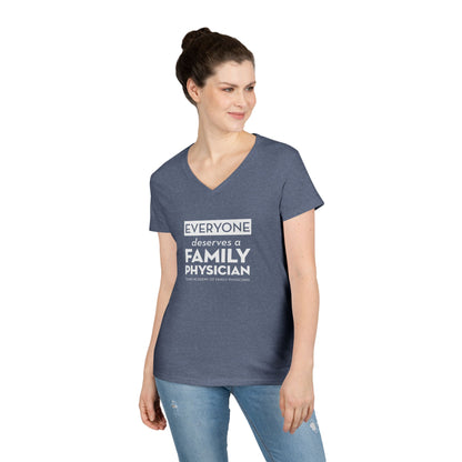 Ladies' V-Neck T-Shirt, Everyone Deserves a Family Physician