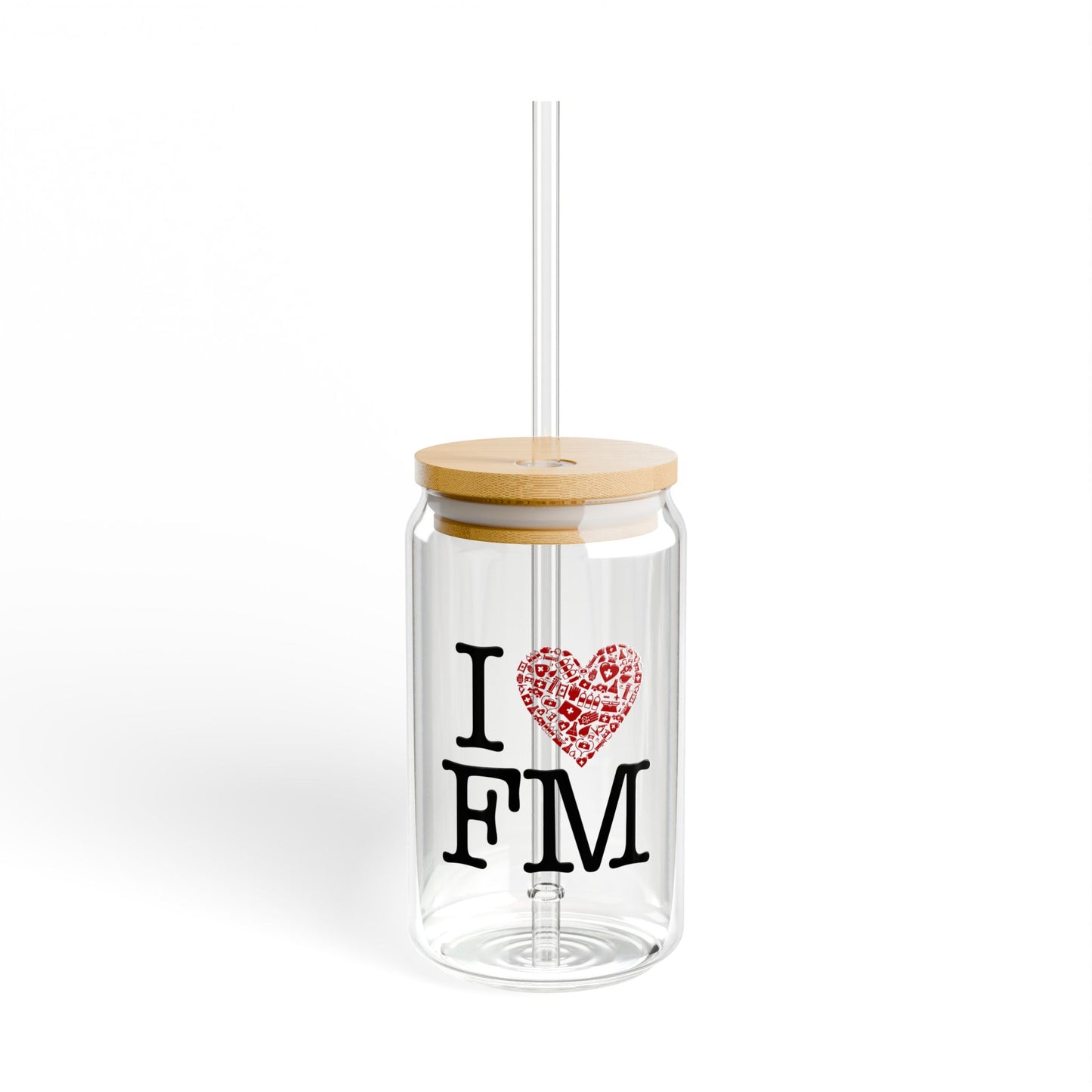 16 oz Sipper Glass, I Heart FM