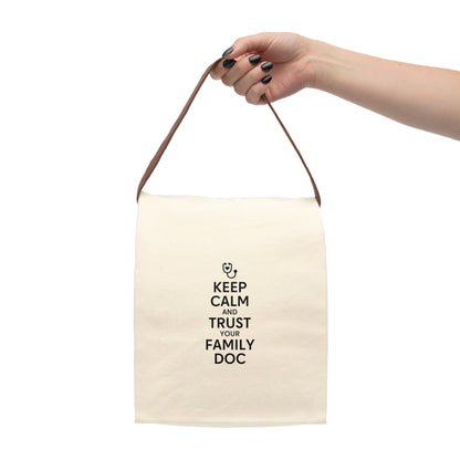 Eco-Friendly Canvas Lunch Bag, Keep Calm and Trust Your Family Doc